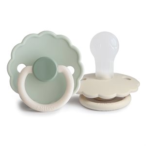 FRIGG Daisy - Round Silicone 2-Pack Pacifiers - Little Darling/Cream - Size 2